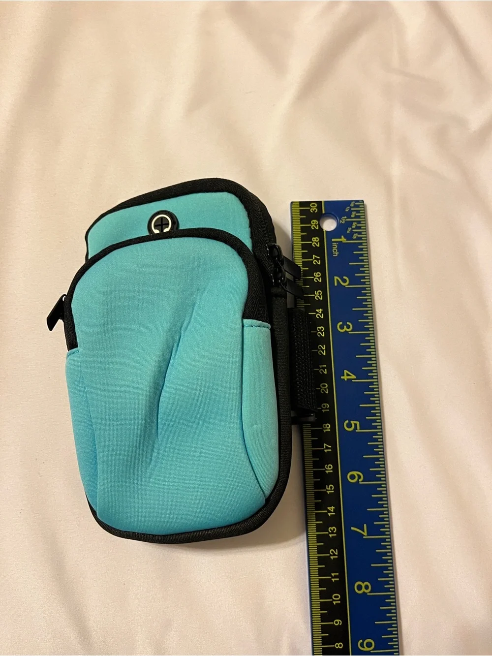 Teal Cyan Sports Armband Phone Bag Case Running Pouch Zipper Strap